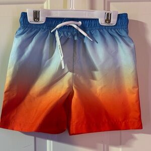 Joe Fresh Toddler Boys Gradient Blue and Orange Swim Shorts- 3T- UPF 50+